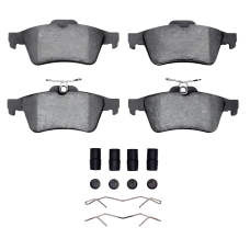 Dynamic Friction 1115-1095-01 - Active Performance Low Metallic Rear Brake Pads with Hardware to suit Ford Focus, Jaguar, Mazda, Peugeot, Saab & Volvo