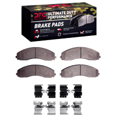 Dynamic Friction 1400-2018-01 - Ultimate Truck Duty Front & Rear Performance Brake Pads with Hardware for Ford F-450 & F-550 Super Duty.