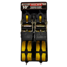 Erickson 34410 Pro Series Yellow 50mm x 3mtr Rubber Handle Ratcheting Tie-Down Strap, (Pack of 2)