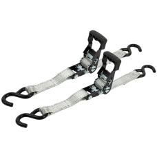 Erickson 34412 Pro Series Grey 32mm x 3.6mtr Rubber Handle Ratcheting Tie-Down Strap, (Pack of 2)