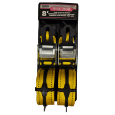 Erickson 34409 Pro Series Yellow 50mm x 2.4mtr Cam Lock Buckle Tie-Down Strap, (Pack of 2)
